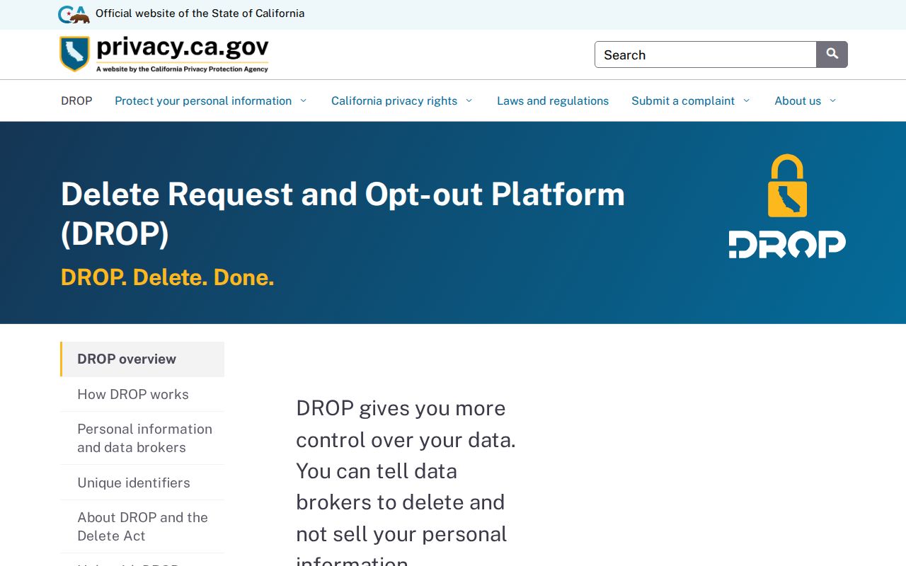 Santa Cruz County neighbors California DROP privacy portal
