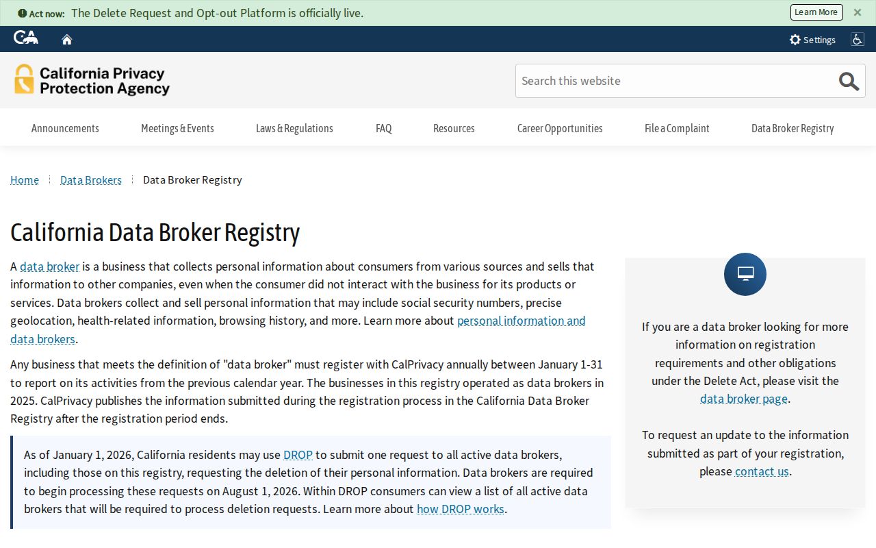 Santa Cruz County neighbors California data-broker registry