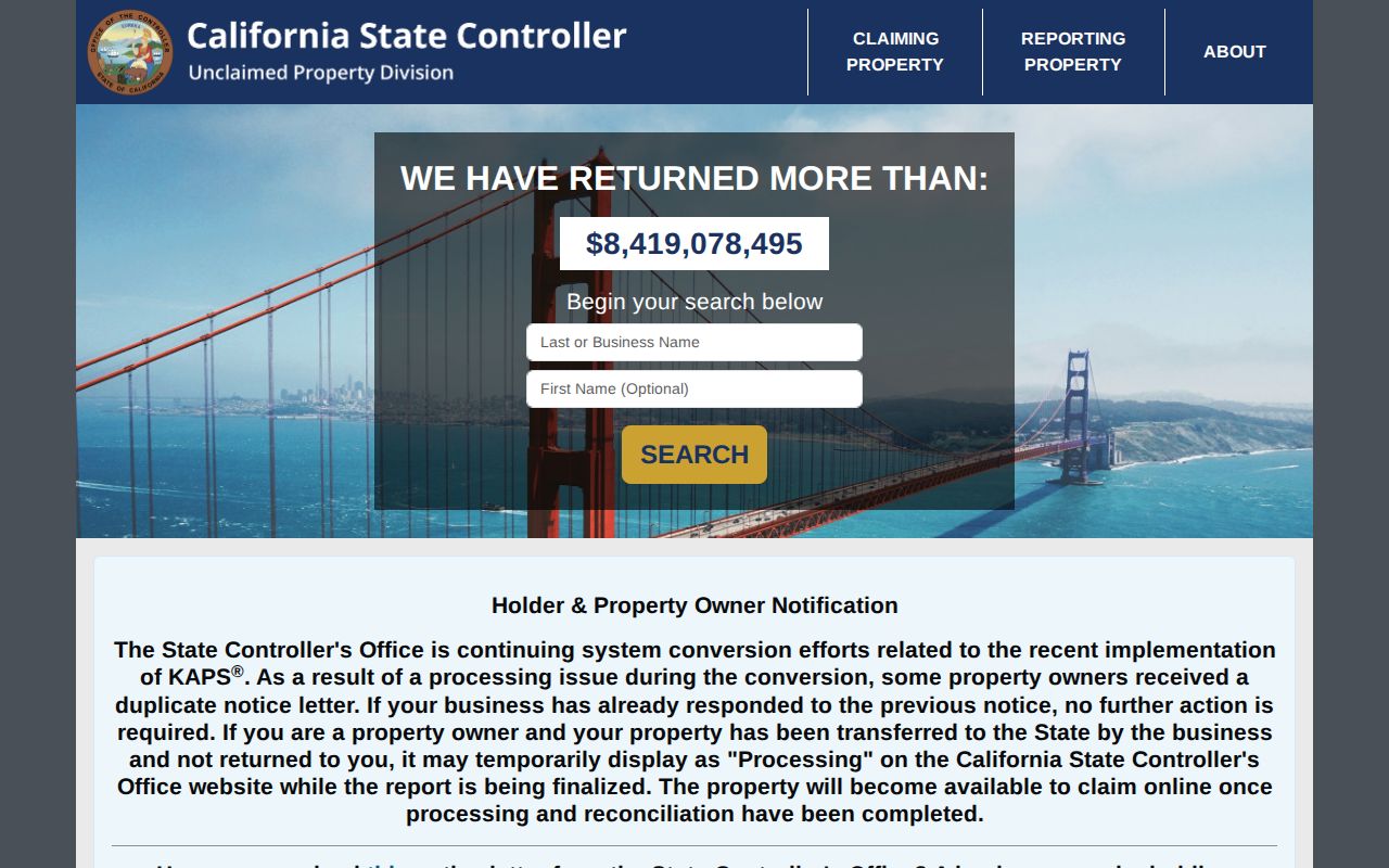 Santa Cruz County resident lookup unclaimed property search